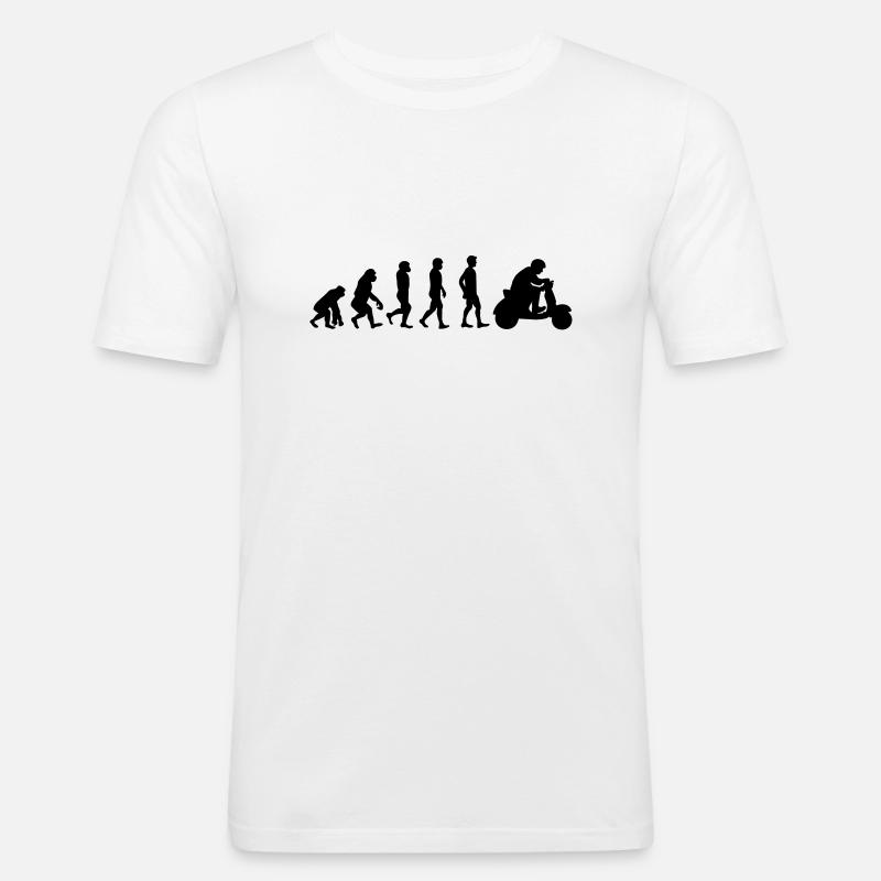 Evolution Rollerfahrer - Männer Slim Fit T-Shirt - Weiß