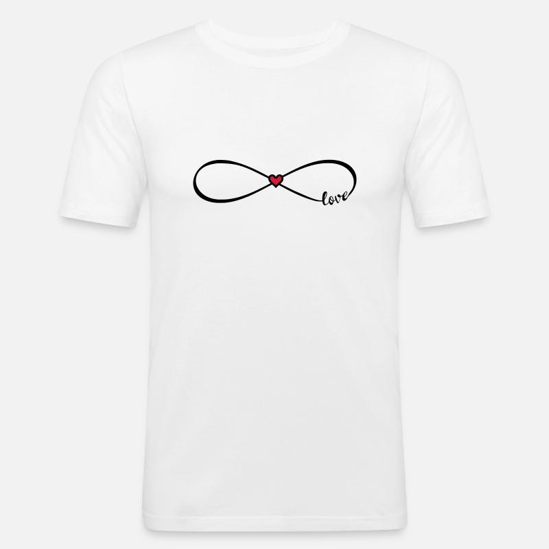 Infinity Love Font Infinity 8 Cuore Rosso - Maglietta aderente da uomo - bianco