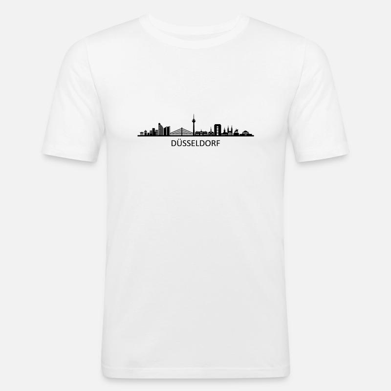 Skyline - Düsseldorf - Männer Slim Fit T-Shirt - Weiß