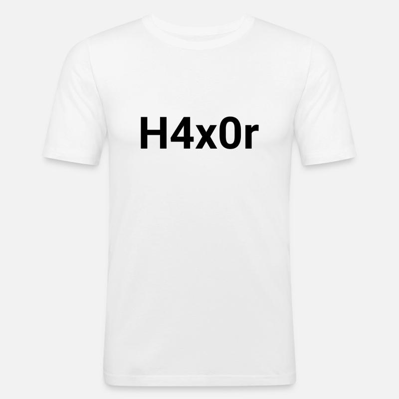 H4x0r | Hacker Design 2.0 - Männer Slim Fit T-Shirt - Weiß