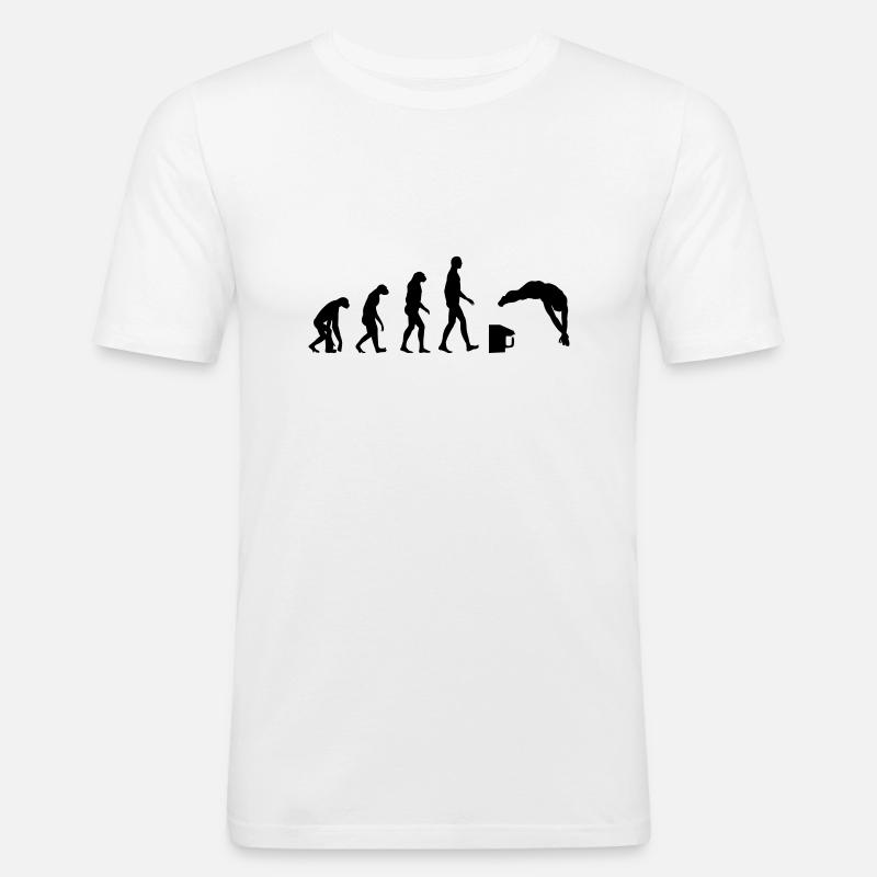 Evolution / Schwimmen - Männer Slim Fit T-Shirt - Weiß