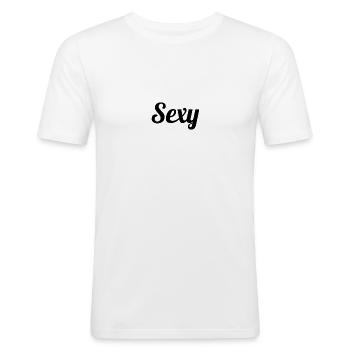 Sexy - Männer Slim Fit T-Shirt - Weiß - Vorne - Nik (191cm)