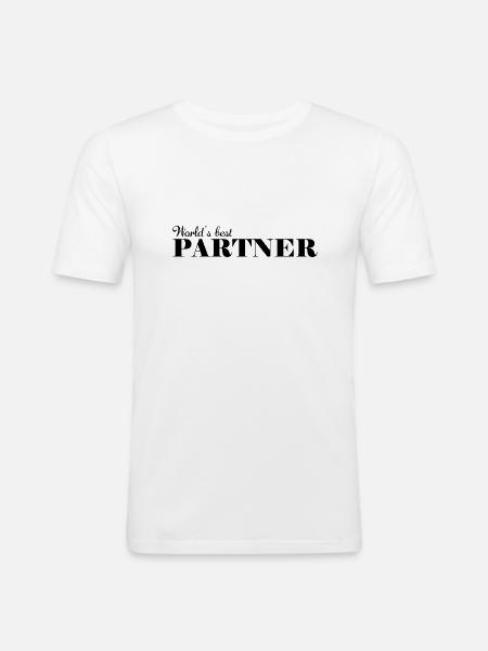 der weltbeste Partner - Männer Slim Fit T-Shirt - Weiß