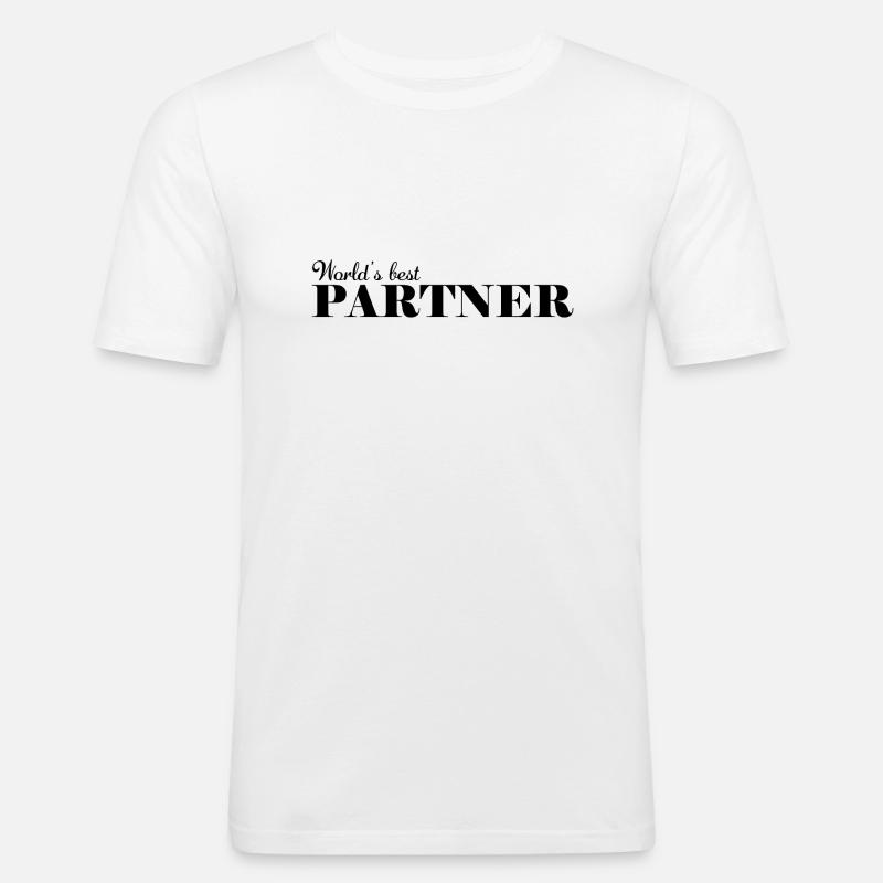 der weltbeste Partner - Männer Slim Fit T-Shirt - Weiß