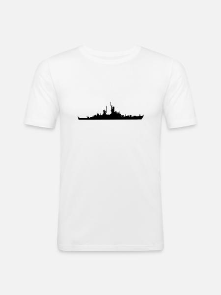 Vector Navy warship Silhouette - Men's Slim Fit T-Shirt - white