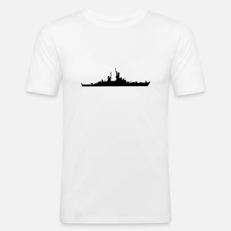 Vector Navy warship Silhouette - Men's Slim Fit T-Shirt - white