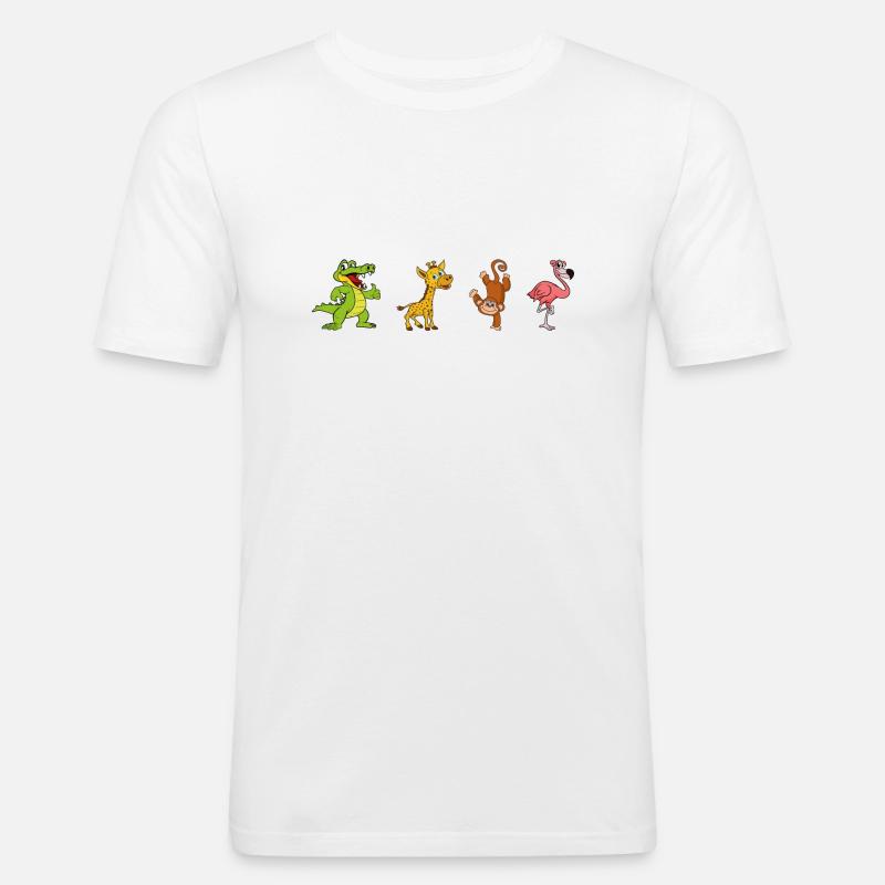 Flamant de singe girafe - T-shirt près du corps Homme - blanc