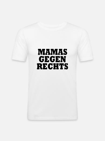 Mamas gegen rechts - Männer Slim Fit T-Shirt - Weiß