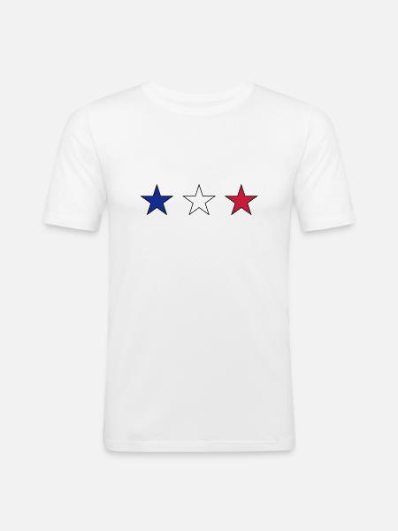 France three stars in blue-white-red - Men's Slim Fit T-Shirt - white