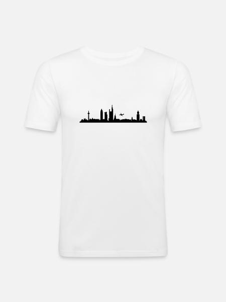 Skyline Frankfurt - Männer Slim Fit T-Shirt - Weiß