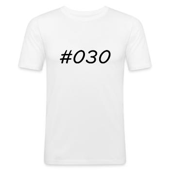 #030 - Hashtag 030 - Vorwahl Berlin - Hauptstadt - Männer Slim Fit T-Shirt - Weiß - Vorne - Nik (191cm)