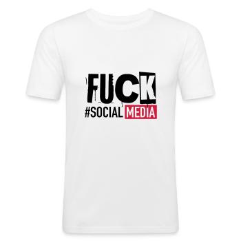#FUCK SOCIAL MEDIA - Men's Slim Fit T-Shirt - white - Front - Nik (191cm)