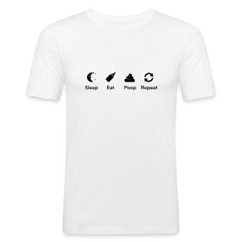 Sleep Eat Poop Repeat - T-shirt près du corps Homme - blanc - Devant - Nik (191cm)