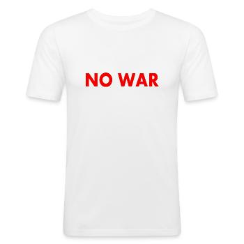 No war - Männer Slim Fit T-Shirt - Weiß - Vorne - Nik (191cm)