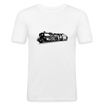 locomotive à vapeur - T-shirt près du corps Homme - blanc - Devant - Nik (191cm)