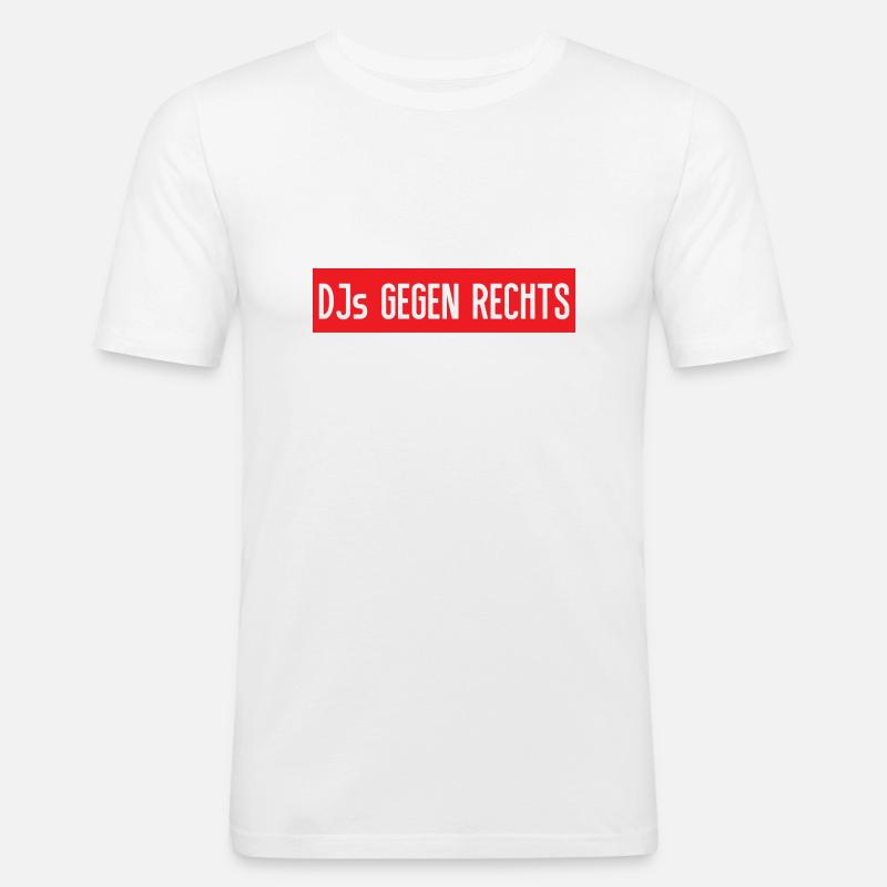 DJs gegen rechts - Männer Slim Fit T-Shirt - Weiß