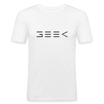 GEEK - Männer Slim Fit T-Shirt - Weiß - Vorne - Nik (191cm)