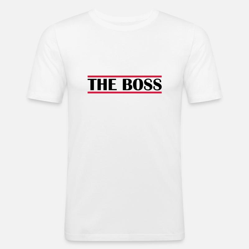 Logo Il Boss - Maglietta aderente da uomo - bianco