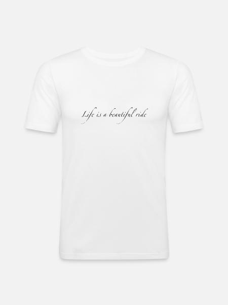 Slogan 1 - Männer Slim Fit T-Shirt - Weiß
