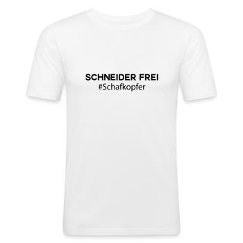 Schafkopfer - schneider frei - Männer Slim Fit T-Shirt - Weiß - Vorne - Nik (191cm)