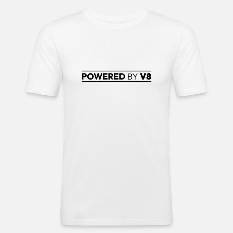 Powered by V8 - Männer Slim Fit T-Shirt - Weiß