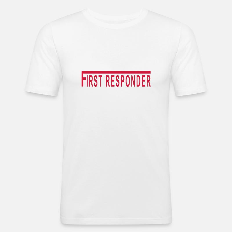 First Responder langes F - Männer Slim Fit T-Shirt - Weiß