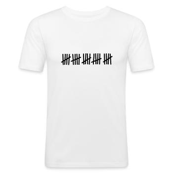 Strichliste 25 Striche - Männer Slim Fit T-Shirt - Weiß - Vorne - Nik (191cm)