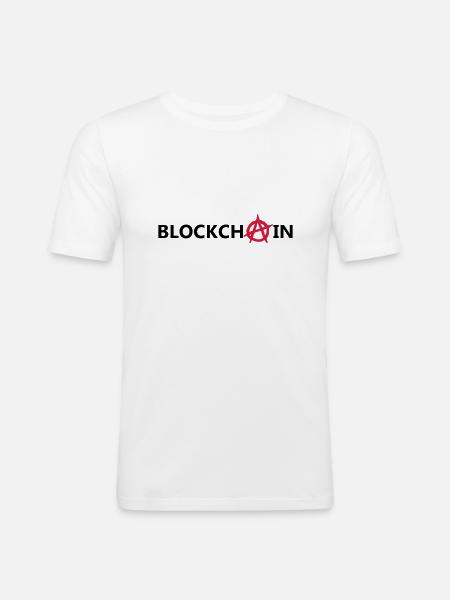 blockchain - Männer Slim Fit T-Shirt - Weiß