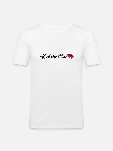 kuschelwetter herzen - Männer Slim Fit T-Shirt - Weiß