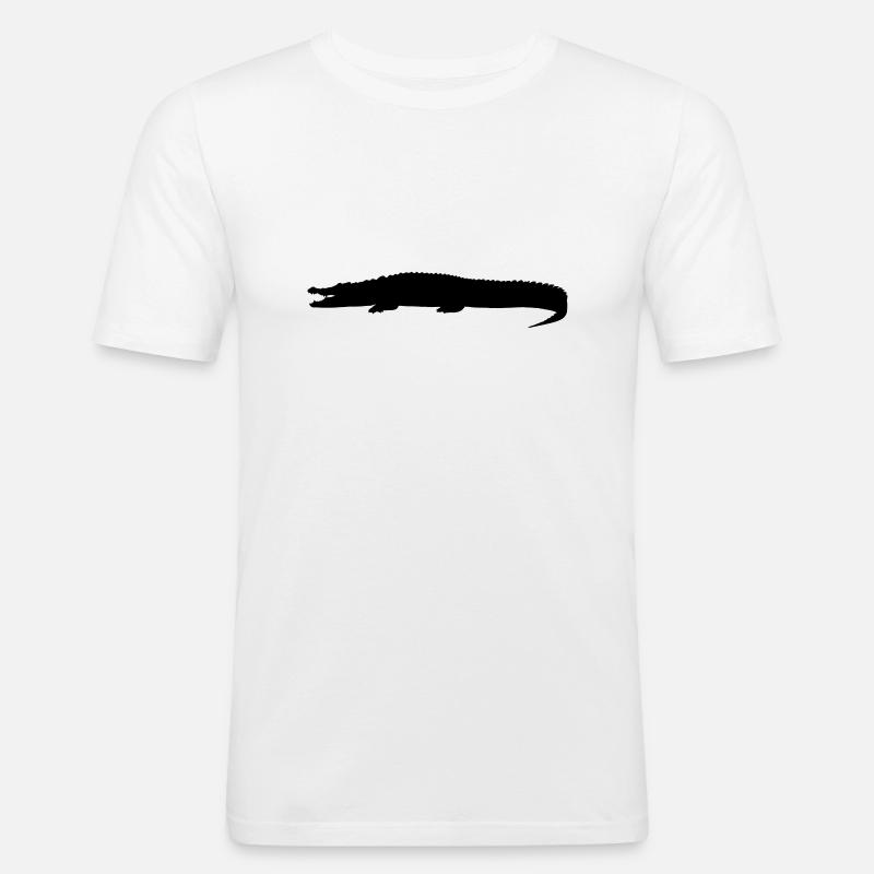 crocodile silhouette - Männer Slim Fit T-Shirt - Weiß