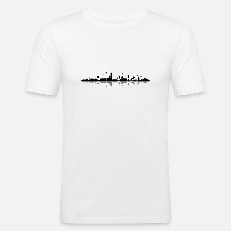 Skyline - Küste Sylt - Männer Slim Fit T-Shirt - Weiß