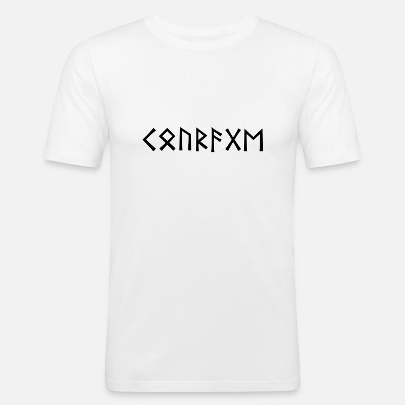 Courage - Wikinger Runen - Männer Slim Fit T-Shirt - Weiß