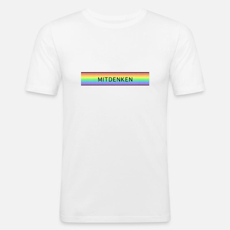 Denk bunt - Männer Slim Fit T-Shirt - Weiß