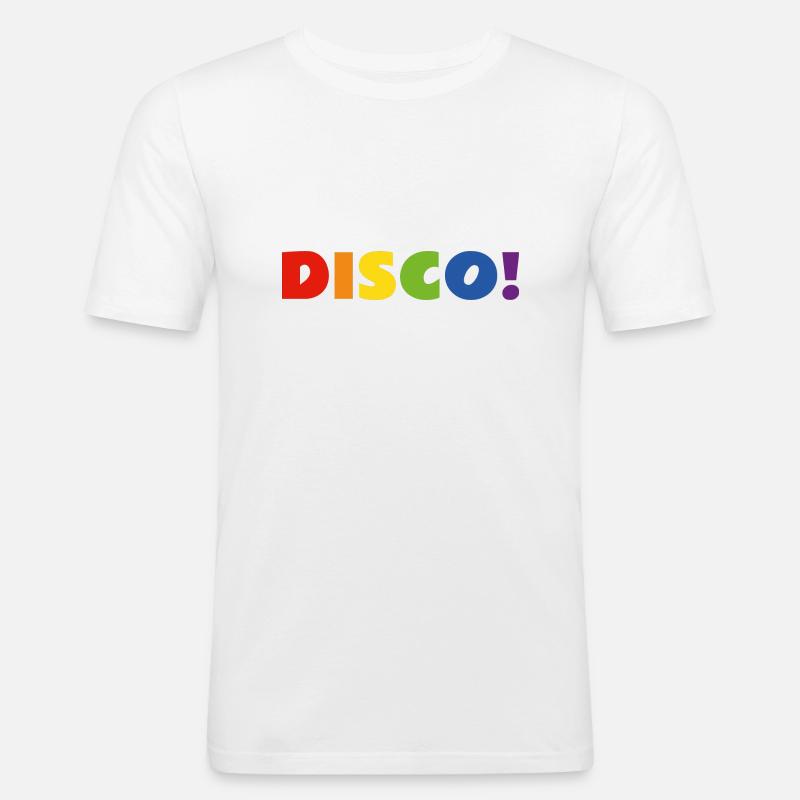 DISCO rainbow text - Men's Slim Fit T-Shirt - white