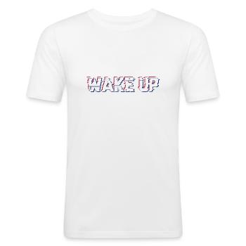 Wake Up blanc - T-shirt près du corps Homme - blanc - Devant - Nik (191cm)