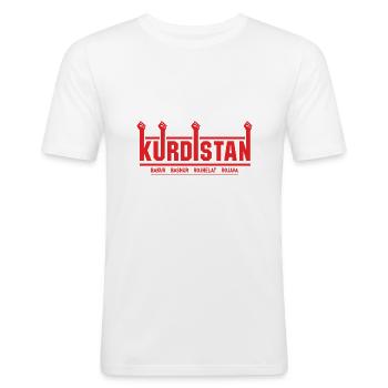 Kurdistan Kurde Geschenk Kurdisch Flagge Heimat - Männer Slim Fit T-Shirt - Weiß - Vorne - Nik (191cm)