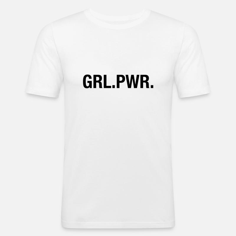 GRL.PWR. - Männer Slim Fit T-Shirt - Weiß