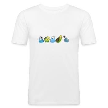 Wellensittiche - Männer Slim Fit T-Shirt - Weiß - Vorne - Nik (191cm)