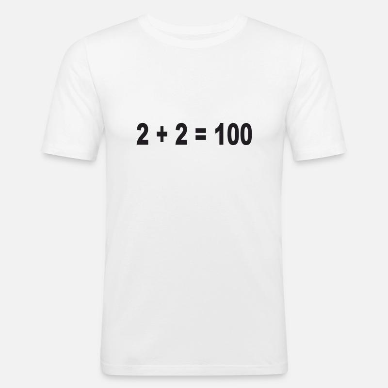 2 + 2 = 100 Binary Numbers - Men's Slim Fit T-Shirt - white