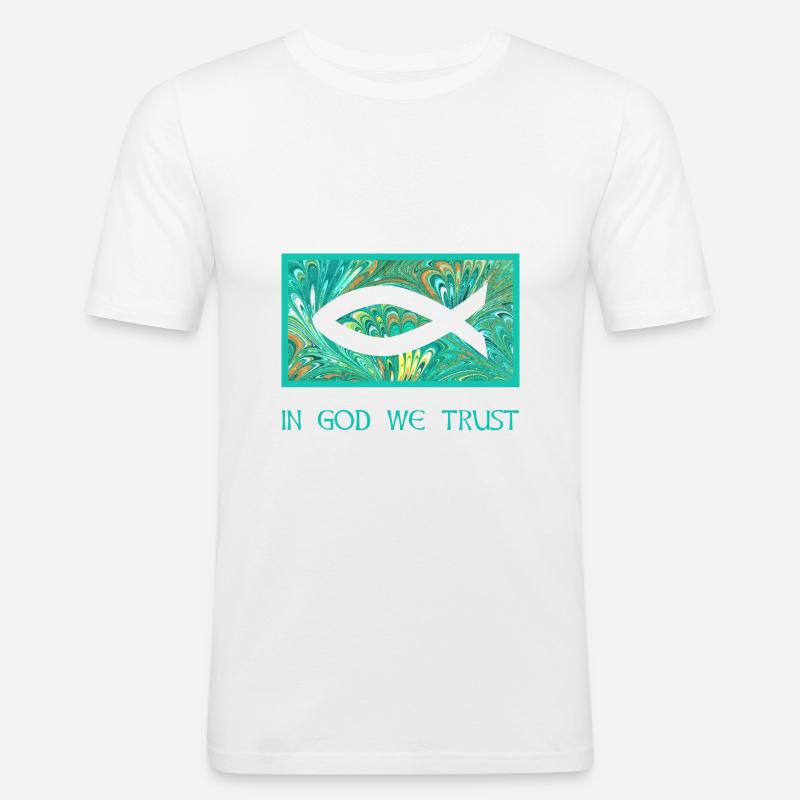 fisch ichthys e 71 - Männer Slim Fit T-Shirt - Weiß