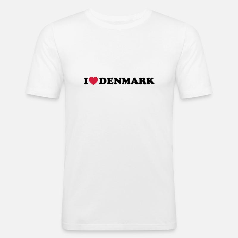 I love Denmark - Männer Slim Fit T-Shirt - Weiß