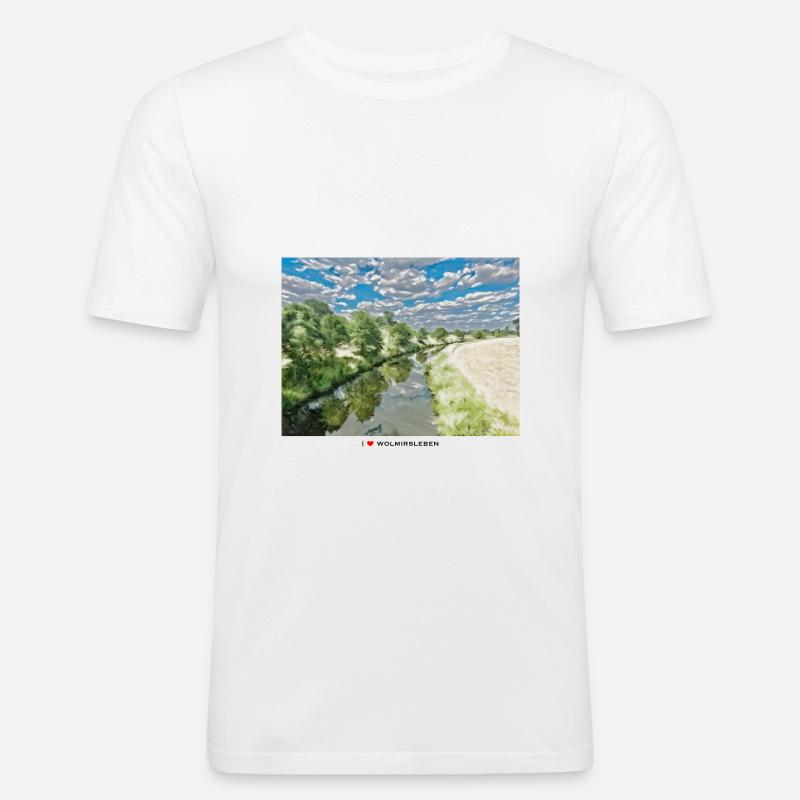 Bodeblick heller Stoff - Männer Slim Fit T-Shirt - Weiß
