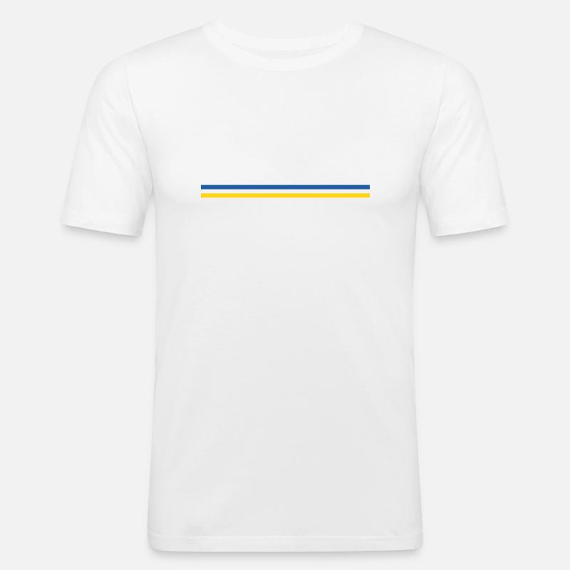 Linie oder Flagge Ukraine - Männer Slim Fit T-Shirt - Weiß