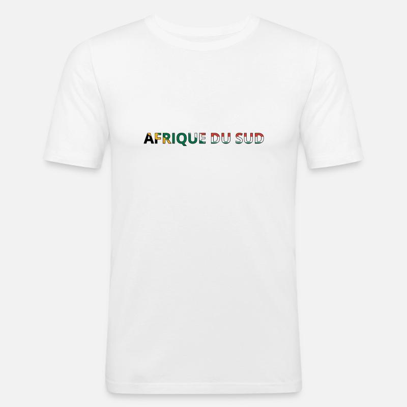 Drapeau Afrique du Sud - T-shirt près du corps Homme - blanc
