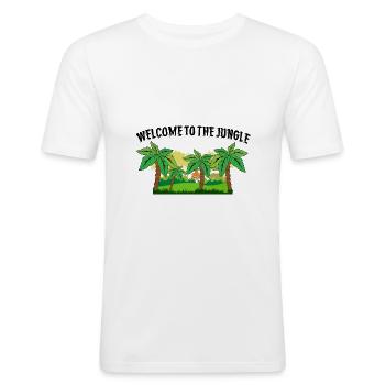 Bienvenue dans la jungle - T-shirt près du corps Homme - blanc - Devant - Nik (191cm)