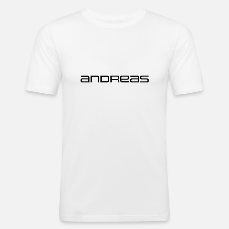 Andreas Geschenk - Männer Slim Fit T-Shirt - Weiß