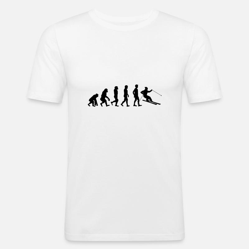 Skifahrer evolution - Männer Slim Fit T-Shirt - Weiß