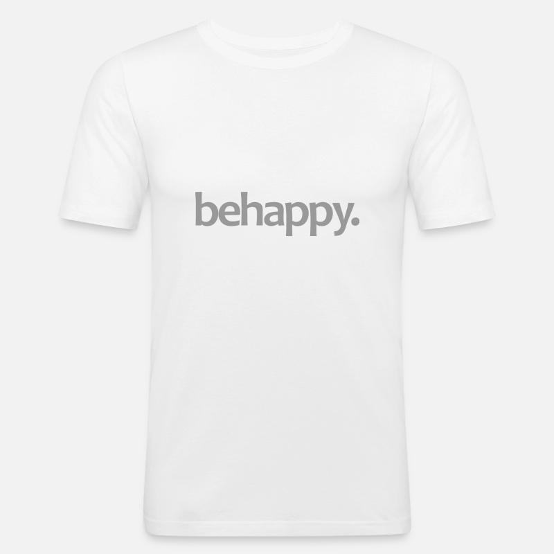 behappy buddhismus Spirituelle Geschenkidee - Männer Slim Fit T-Shirt - Weiß