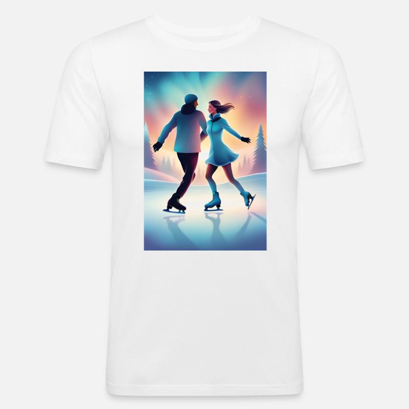 Süßes Eislaufpaar - Männer Slim Fit T-Shirt - Weiß