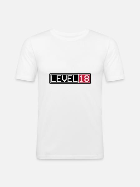 LEVEL 18 - Männer Slim Fit T-Shirt - Weiß